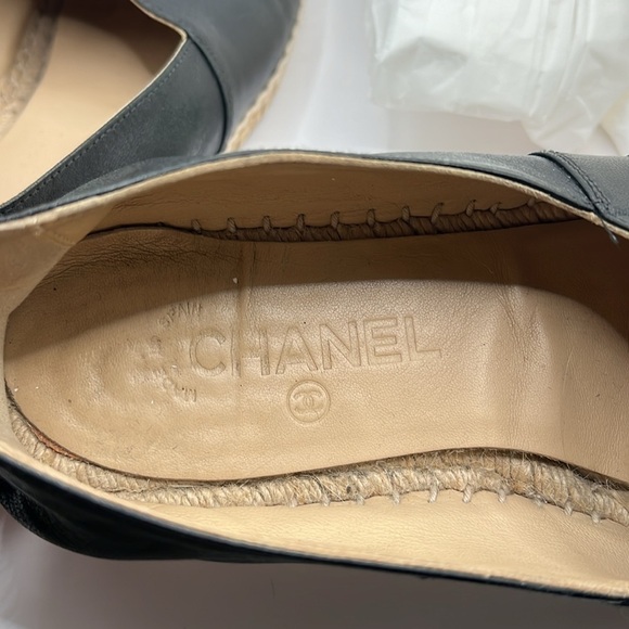 EUC Chanel Black Lambskin Espadrilles Size 9 - Picture 5 of 12